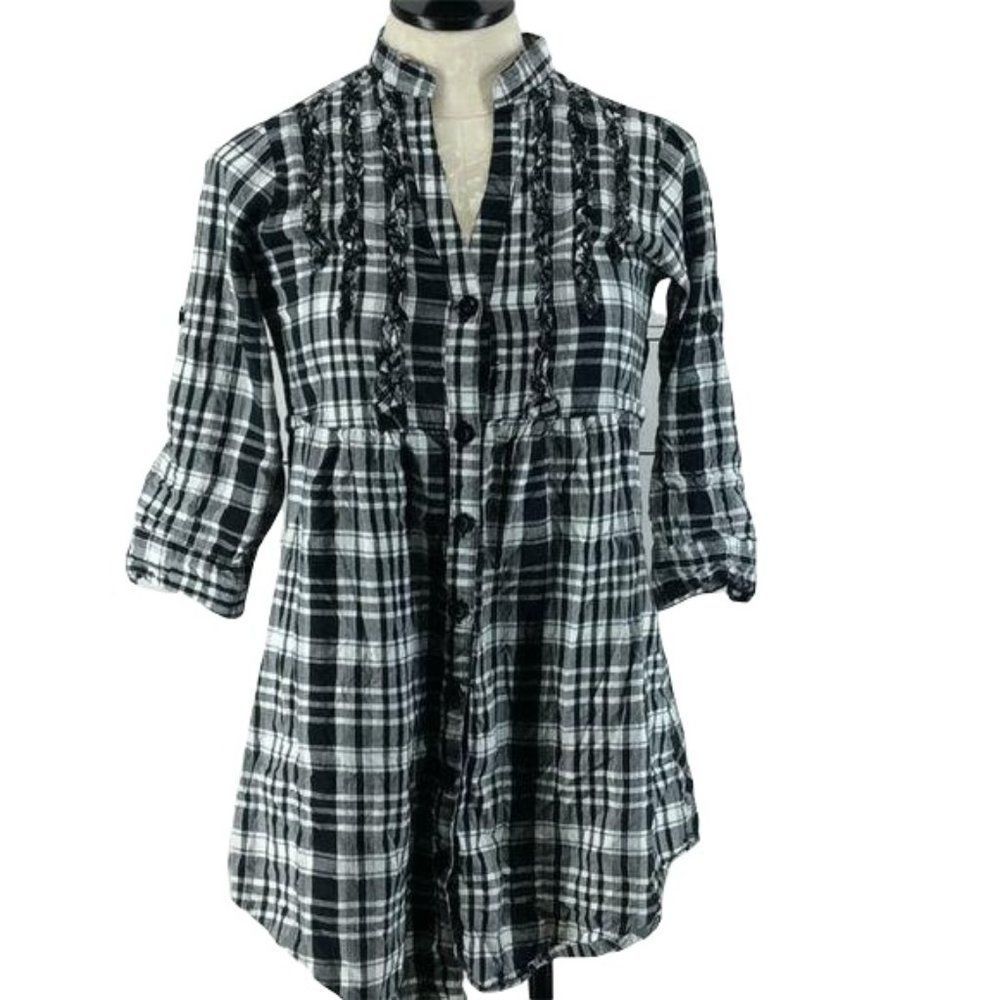Speed Control Peasant plaid tunic shirt‎